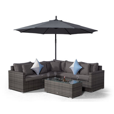 Havana L Shape Modular 5 Seat Rattan Corner Sofa Set With Large Drinks Cooler Coffee Table - Grey