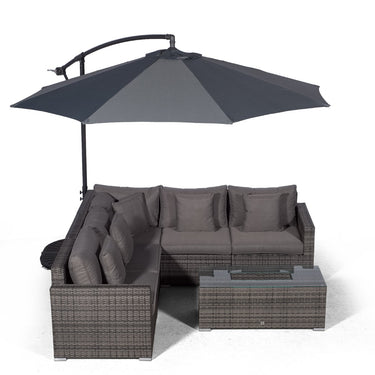 Havana L Shape Modular 5 Seat Rattan Corner Sofa Set With Large Drinks Cooler Coffee Table - Grey