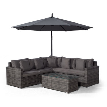 Havana L Shape Modular 5 Seat Rattan Corner Sofa Set With Large Drinks Cooler Coffee Table - Grey
