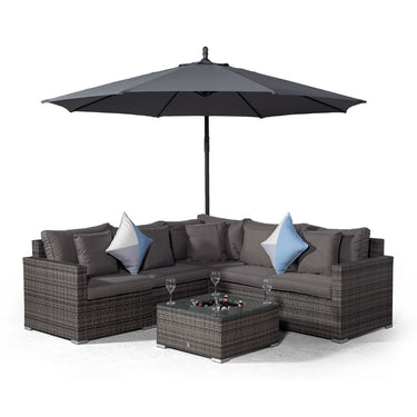 Havana L Shape Modular 5 Seat Rattan Corner Sofa Set With Drinks Cooler Coffee Table - Grey