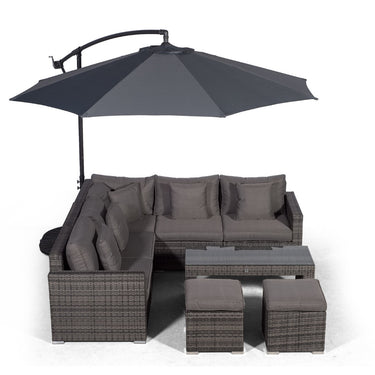 Havana L Shape Modular 5 Seat Rattan Corner Sofa Set With Large Coffee Table & 2 Stools - Grey