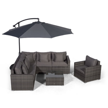 Havana L Shape Modular 6 Seat Rattan Corner Sofa Set With Armchair & Coffee Table - Grey