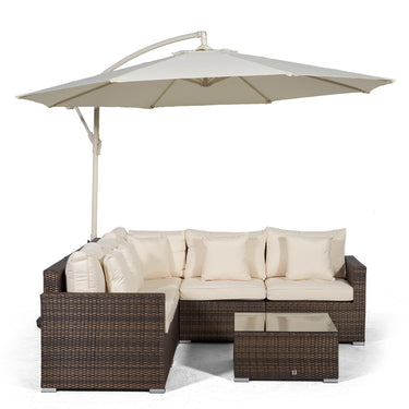 Havana L Shape Modular 5 Seat Rattan Corner Sofa Set With Coffee Table - Brown