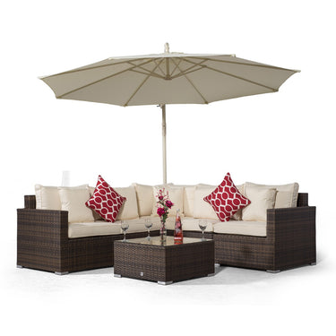Havana L Shape Modular 5 Seat Rattan Corner Sofa Set With Coffee Table - Brown