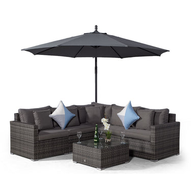 Havana L Shape Modular 5 Seat Rattan Corner Sofa Set With Coffee Table - Grey