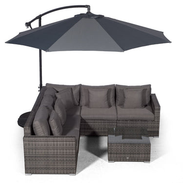 Havana L Shape Modular 5 Seat Rattan Corner Sofa Set With Coffee Table - Grey