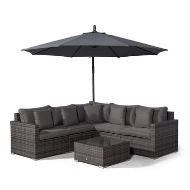 Havana L Shape Modular 5 Seat Rattan Corner Sofa Set With Coffee Table - Grey