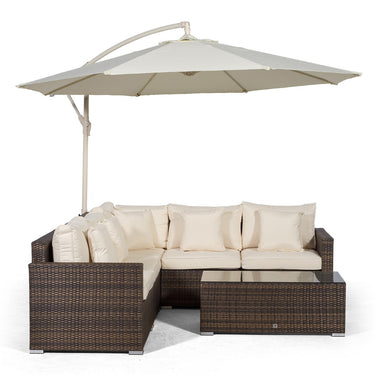 Havana L Shape Modular 5 Seat Rattan Corner Sofa Set With Large Coffee Table - Brown