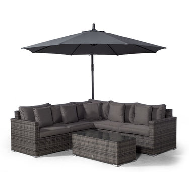 Havana L Shape Modular 5 Seat Rattan Corner Sofa Set With Large Coffee Table - Grey