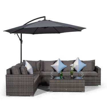 Havana L Shape Modular 6 Seat Rattan Corner Sofa Set With Large Coffee Table - Grey
