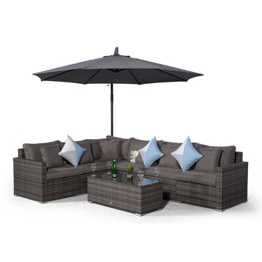Havana L Shape Modular 6 Seat Rattan Corner Sofa Set With Large Coffee Table - Grey