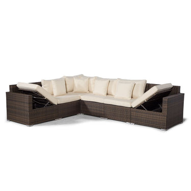 Havana - Modular 10 Seat Drinks Cooler Rattan Corner Sofa Dining Set With 3 Seat Sofa, Armchair & Coffee Table - Brown