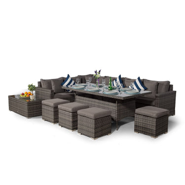 Havana - Modular 10 Seat Rattan Corner Sofa Dining Set With Stools & Coffee Table - Grey