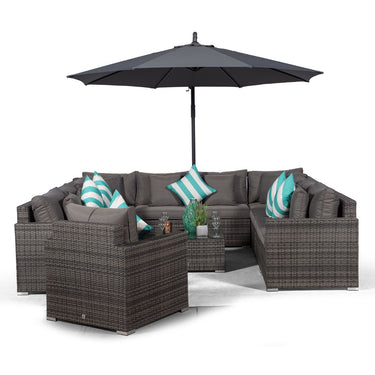 Havana Modular 11 Seat Rattan Conversation Set With Armchair & Coffee Table - Grey