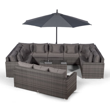 Havana Modular 12 Seat Rattan Conversation Set With 3 Seater Sofa & Coffee Table - Grey