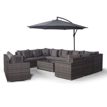 Havana Modular 12 Seat Rattan Conversation Set With 3 Seater Sofa & Coffee Table - Grey