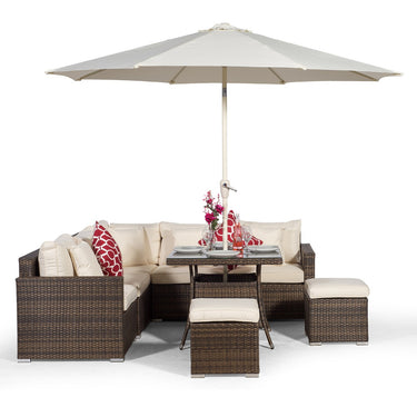 Havana - Modular 7 Seat Rattan Corner Sofa Dining Set - Brown