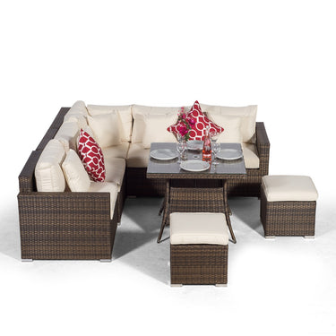 Havana - Modular 7 Seat Rattan Corner Sofa Dining Set - Brown