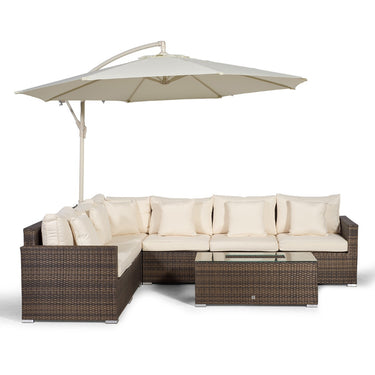 Havana L Shape Modular 6 Seat Rattan Corner Sofa Set With Large Drinks Cooler Coffee Table - Brown