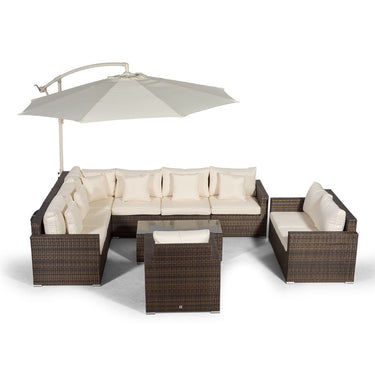 Havana Modular 9 Seat Rattan Conversation Set With 2 Seater Sofa, Armchair & Coffee Table - Brown