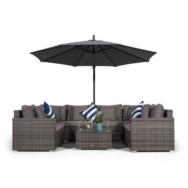 Havana U Shape Modular 8 Seat Rattan Sofa Set With Coffee Table - Grey