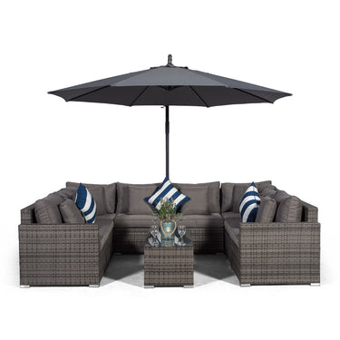 Havana U Shape Modular 8 Seat Rattan Sofa Set With Large Coffee Table - Grey