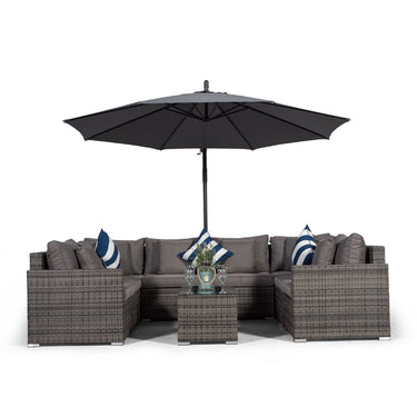 Havana U Shape Modular 8 Seat Rattan Sofa Set With Large Coffee Table - Grey