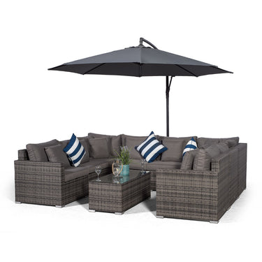 Havana U Shape Modular 8 Seat Rattan Sofa Set With Large Coffee Table - Grey