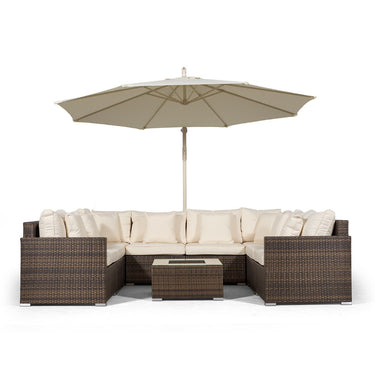 Havana U Shape Modular 8 Seat Rattan Sofa Set With Drinks Cooler Coffee Table - Brown