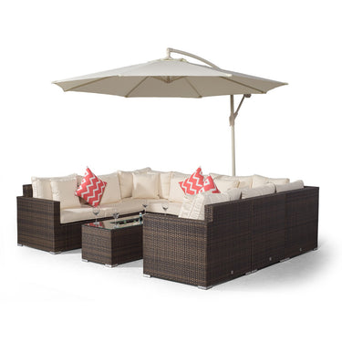 Havana U Shape Modular 8 Seat Rattan Sofa Set With Large Drinks Cooler Coffee Table - Brown