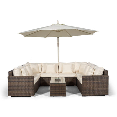 Havana U Shape Modular 8 Seat Rattan Sofa Set With Large Drinks Cooler Coffee Table - Brown