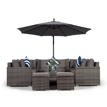Havana U Shape Modular 8 Seat Rattan Sofa Set With Large Coffee Table & 2 Stools - Grey