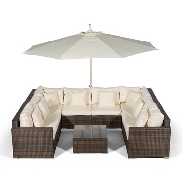Havana U Shape Modular 8 Seat Rattan Sofa Set With Coffee Table - Brown