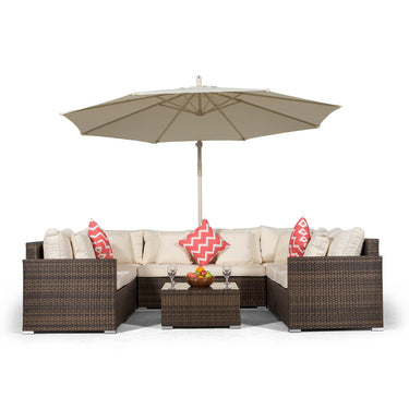 Havana U Shape Modular 8 Seat Rattan Sofa Set With Coffee Table - Brown