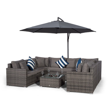 Havana U Shape Modular 8 Seat Rattan Sofa Set With Drinks Cooler Coffee Table - Grey