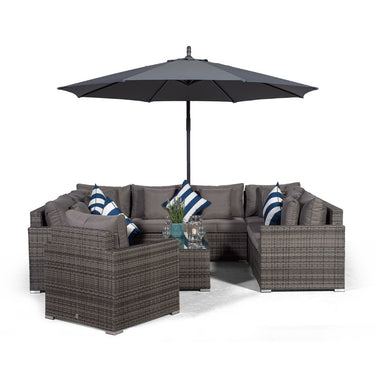 Havana U Shape Modular 9 Seat Rattan Sofa Set With Armchair & Large Coffee Table - Grey