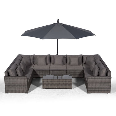 Havana U Shape Modular 9 Seat Rattan Sofa Set With Large Coffee Table - Grey