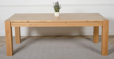 Kuba Extra Large Oak Dining Table with 10 Lola Black Fabric Chairs