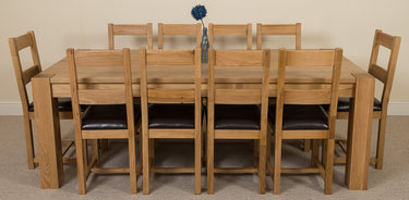 Kuba Extra Large Oak Dining Table with 10 Lincoln Oak Chairs