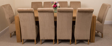 Kuba Extra Large Oak Dining Table with 10 Montana Beige Fabric Chairs