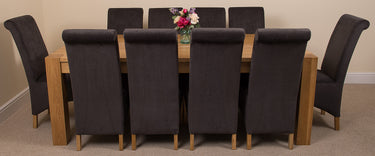 Kuba Extra Large Oak Dining Table with 10 Montana Black Fabric Chairs