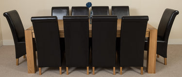 Kuba Extra Large Oak Dining Table with 10 Montana Black Leather Chairs