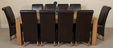 Kuba Extra Large Oak Dining Table with 10 Montana Brown Leather Chairs