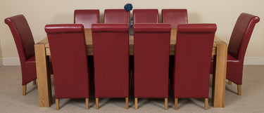 Kuba Extra Large Oak Dining Table with 10 Montana Burgundy Leather Chairs