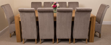 Kuba Extra Large Oak Dining Table with 10 Montana Grey Fabric Chairs