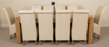 Kuba Extra Large Oak Dining Table with 10 Montana Ivory Leather Chairs