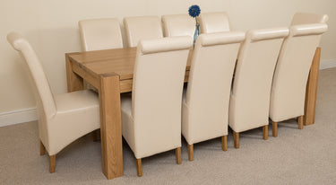 Kuba Extra Large Oak Dining Table with 10 Montana Ivory Leather Chairs