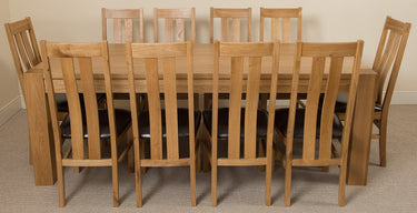 Kuba Extra Large Oak Dining Table with 10 Princeton Oak Chairs
