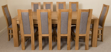 Kuba Extra Large Oak Dining Table with 10 Stanford Oak Chairs