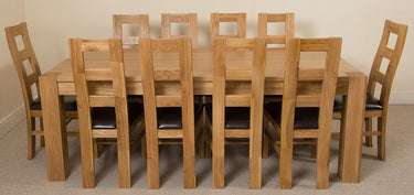 Kuba Extra Large Oak Dining Table with 10 Yale Oak Chairs